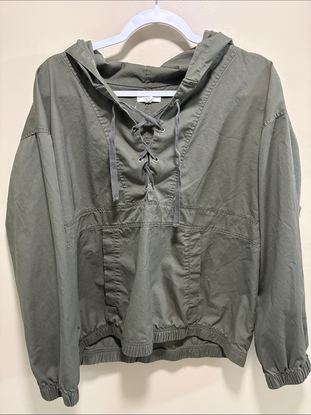 Maurices Olive Green Lace-Up Hooded Pullover